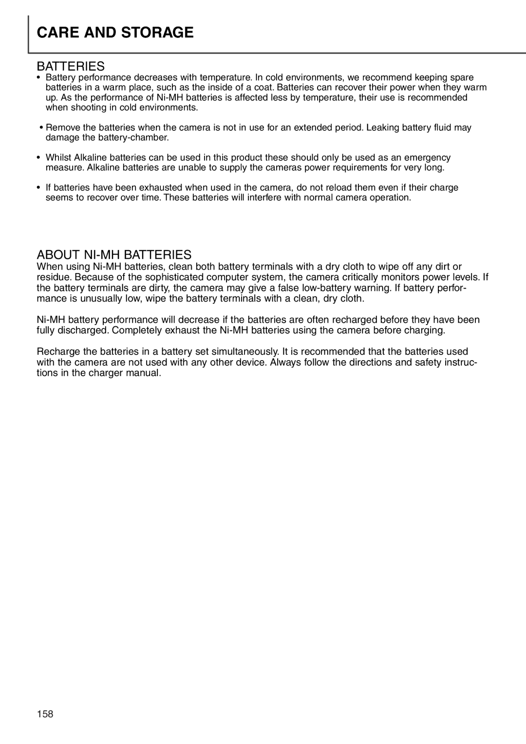 Minolta 7i instruction manual About NI-MH Batteries 