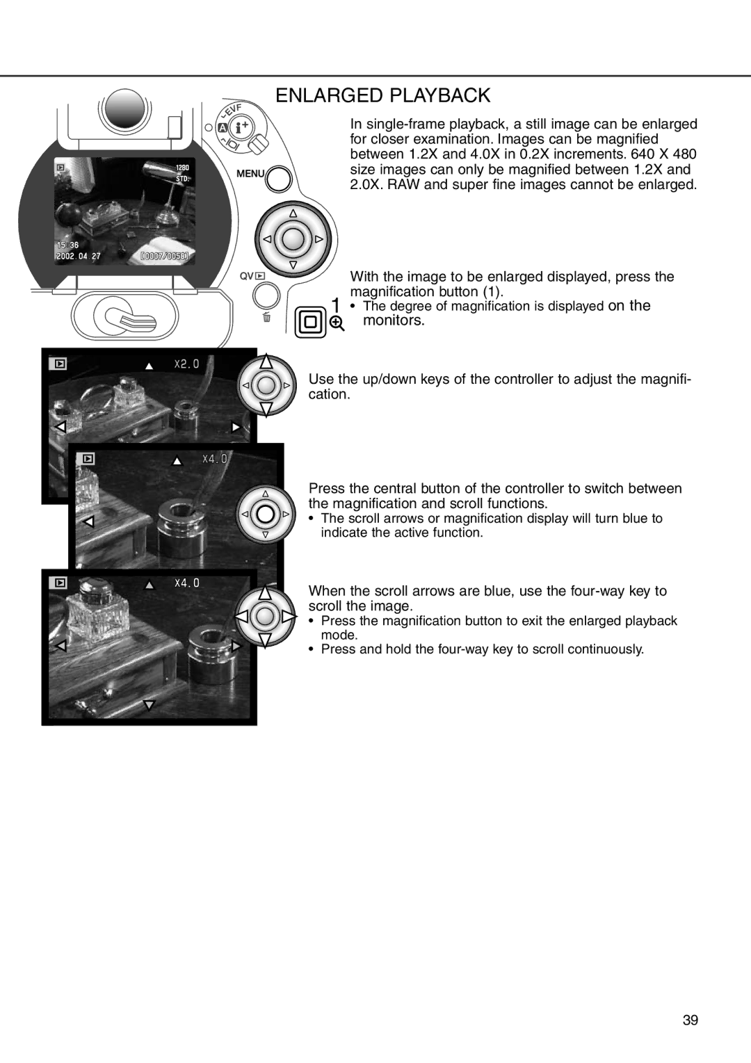 Minolta 7i instruction manual Enlarged Playback 