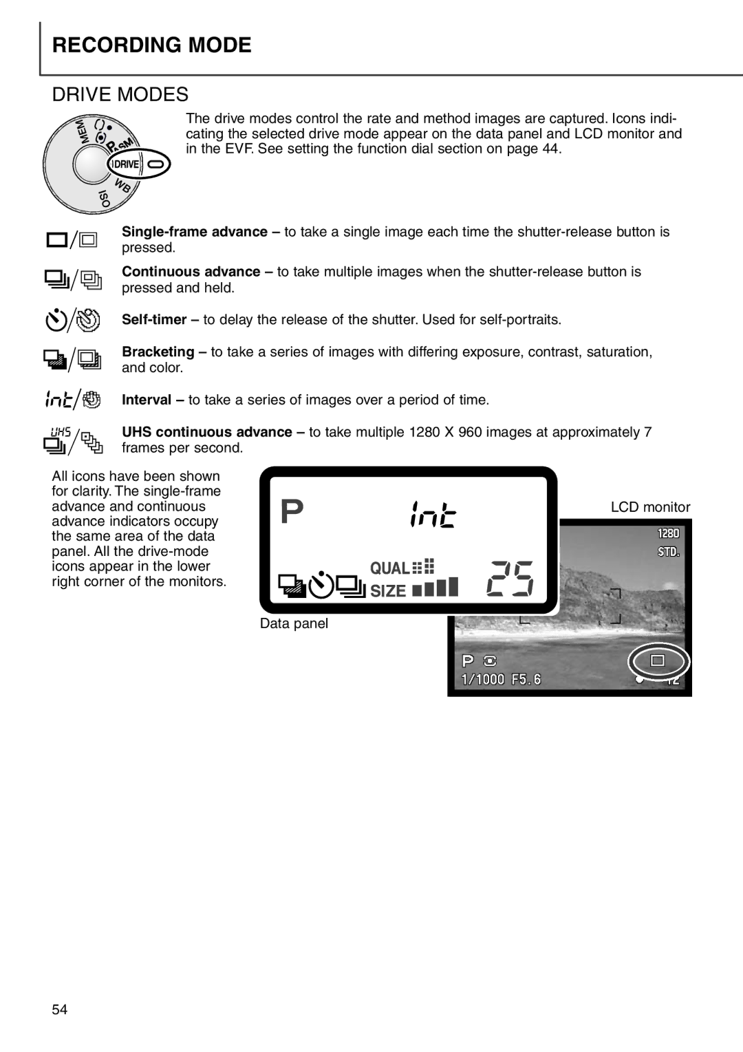 Minolta 7i instruction manual Drive Modes 