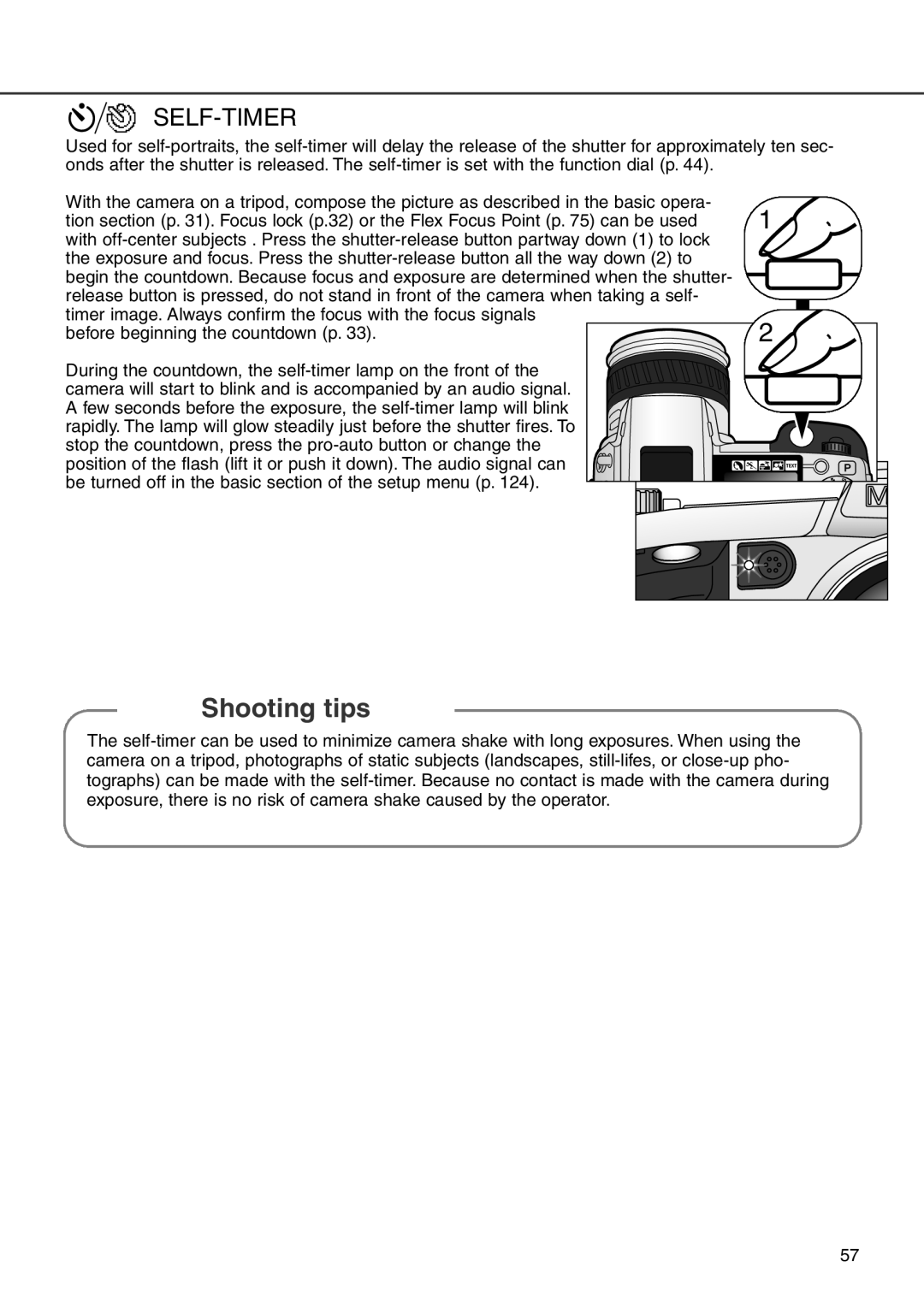 Minolta 7i instruction manual Self-Timer 