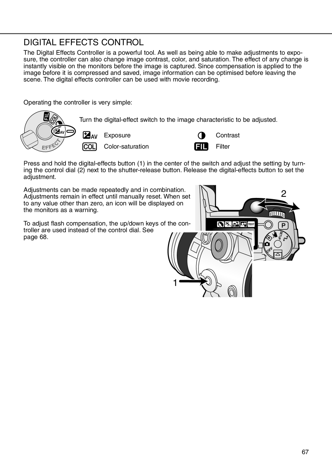 Minolta 7i instruction manual Digital Effects Control 