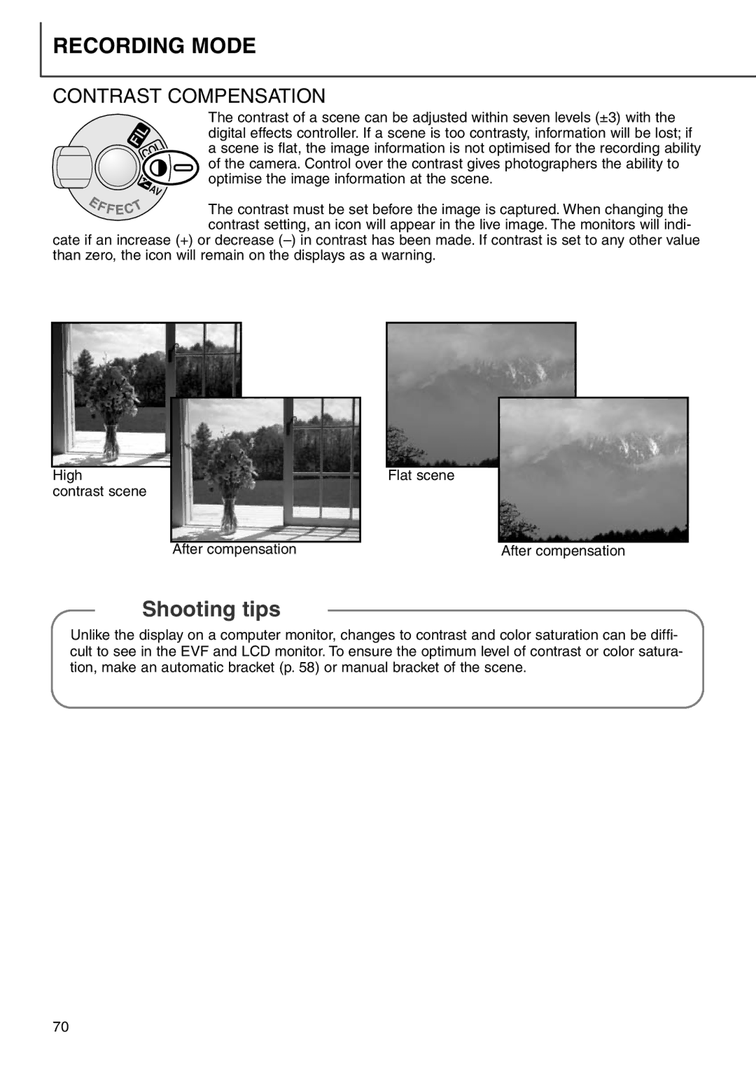 Minolta 7i instruction manual Contrast Compensation 