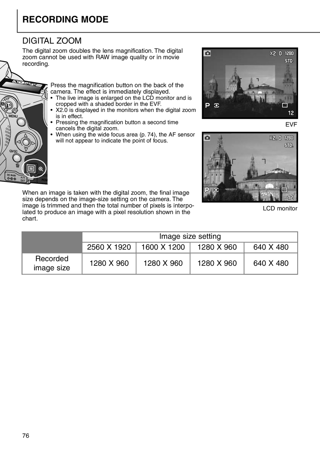 Minolta 7i instruction manual Digital Zoom 