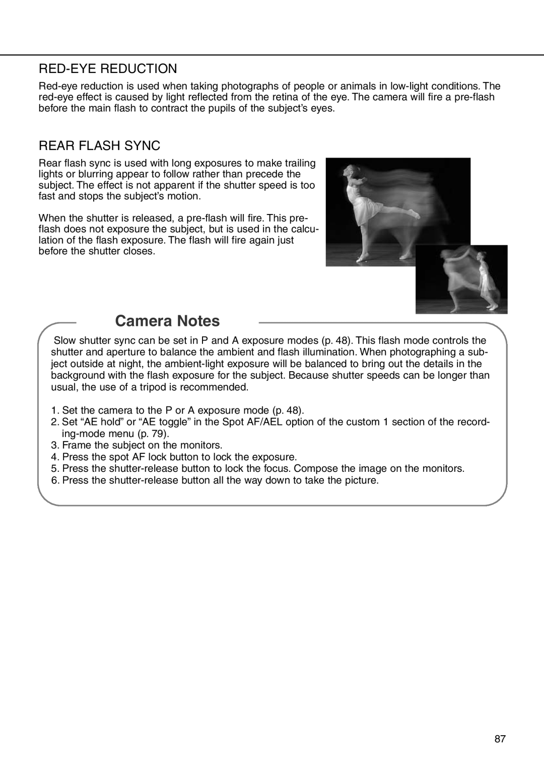 Minolta 7i instruction manual RED-EYE Reduction, Rear Flash Sync 