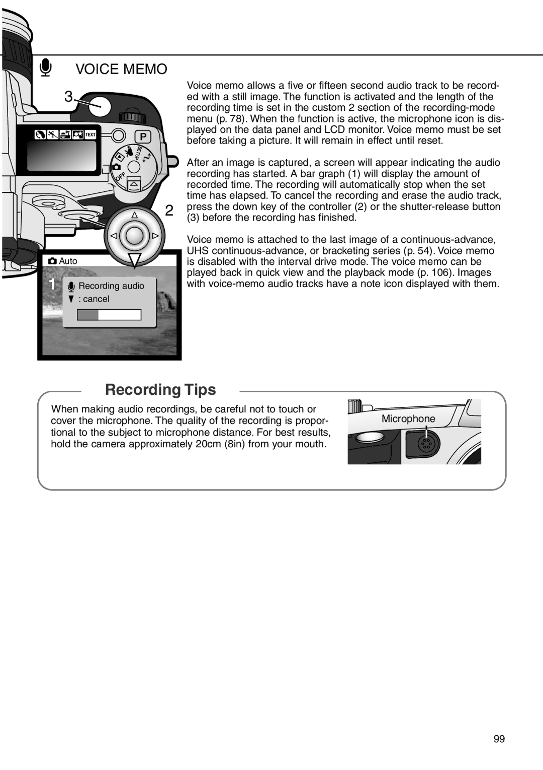 Minolta 7i instruction manual Voice Memo, Before the recording has finished 