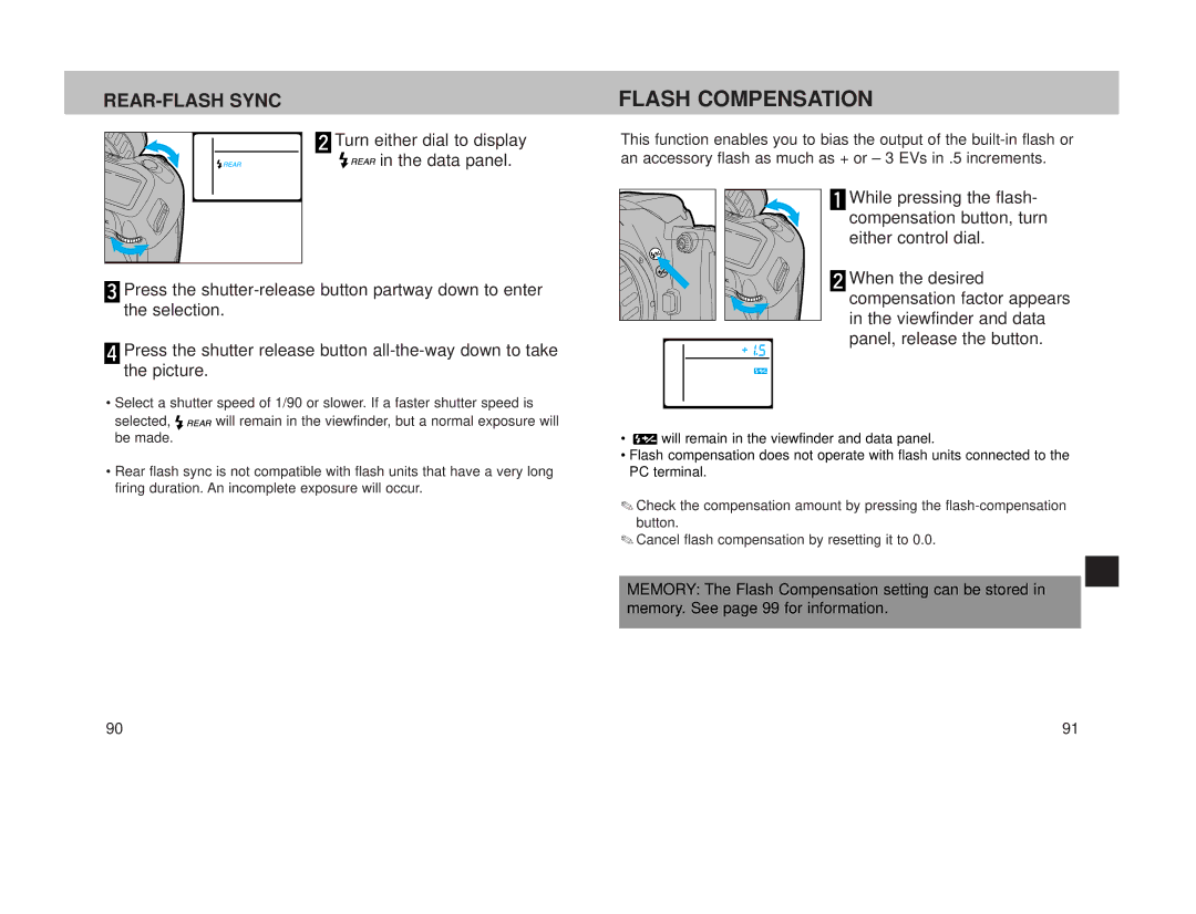 Minolta 800si instruction manual Flash Compensation, REAR-FLASH Sync 