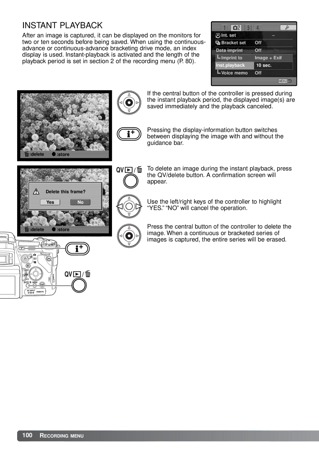 Minolta A1 instruction manual Instant Playback 