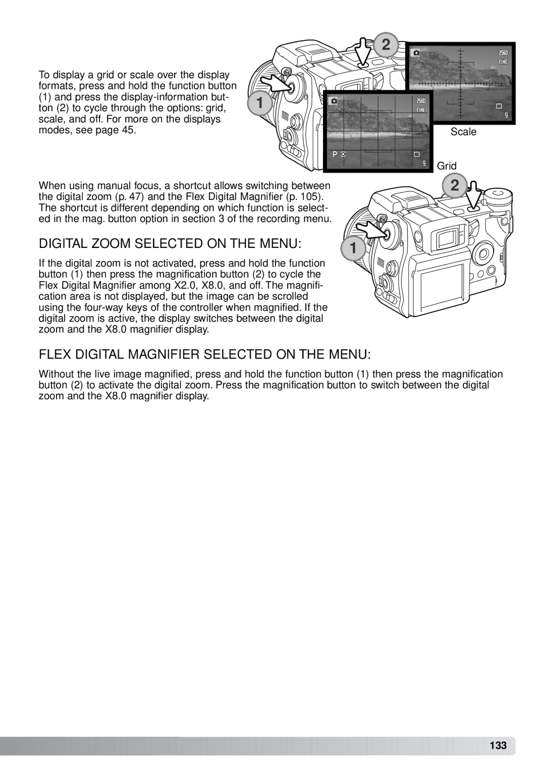 Minolta A1 instruction manual Digital Zoom Selected on the Menu, Flex Digital Magnifier Selected on the Menu 