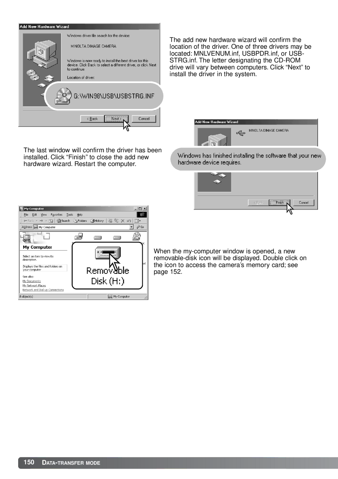 Minolta A1 instruction manual DATA-TRANSFER Mode 