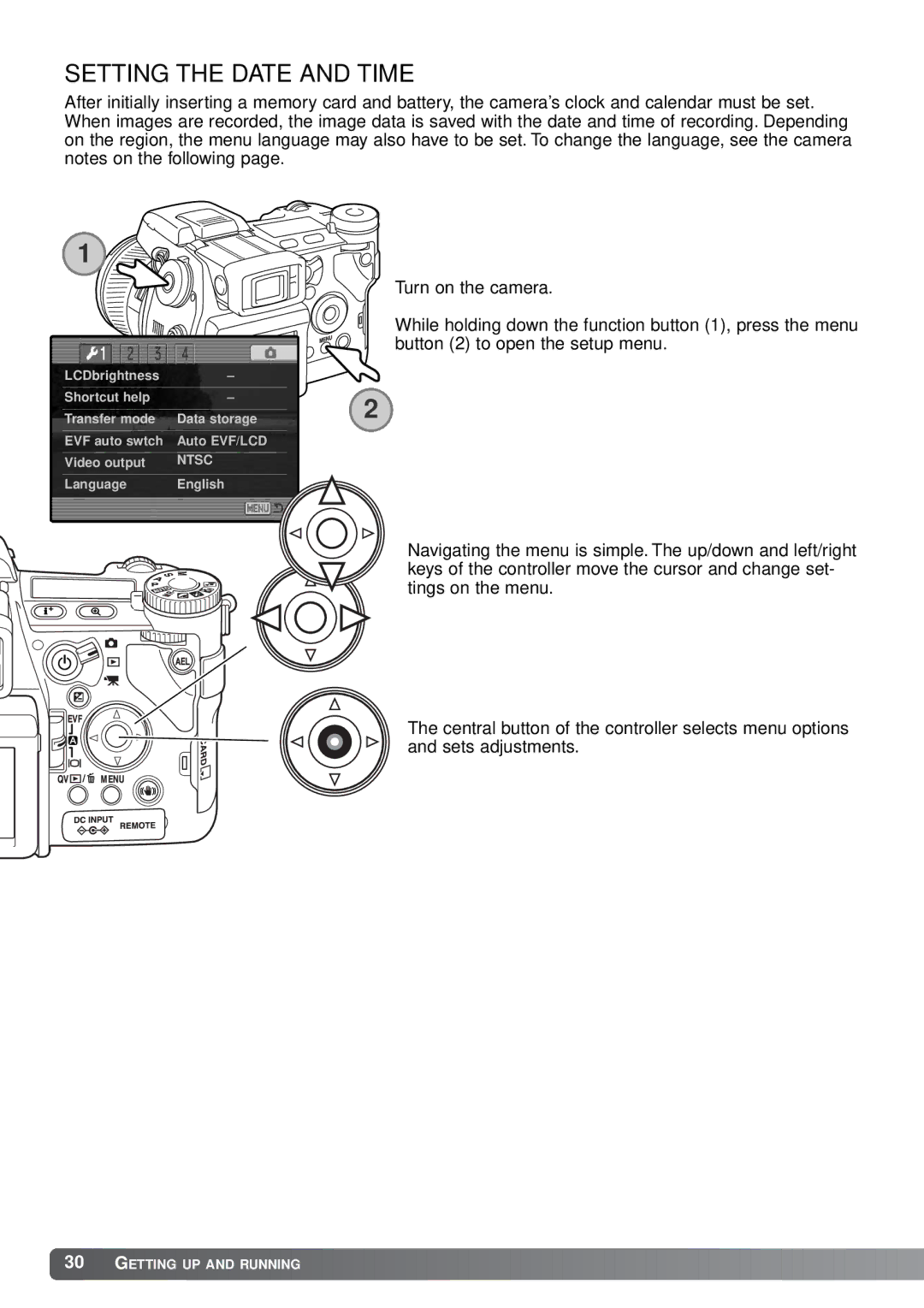 Minolta A1 instruction manual Setting the Date and Time 