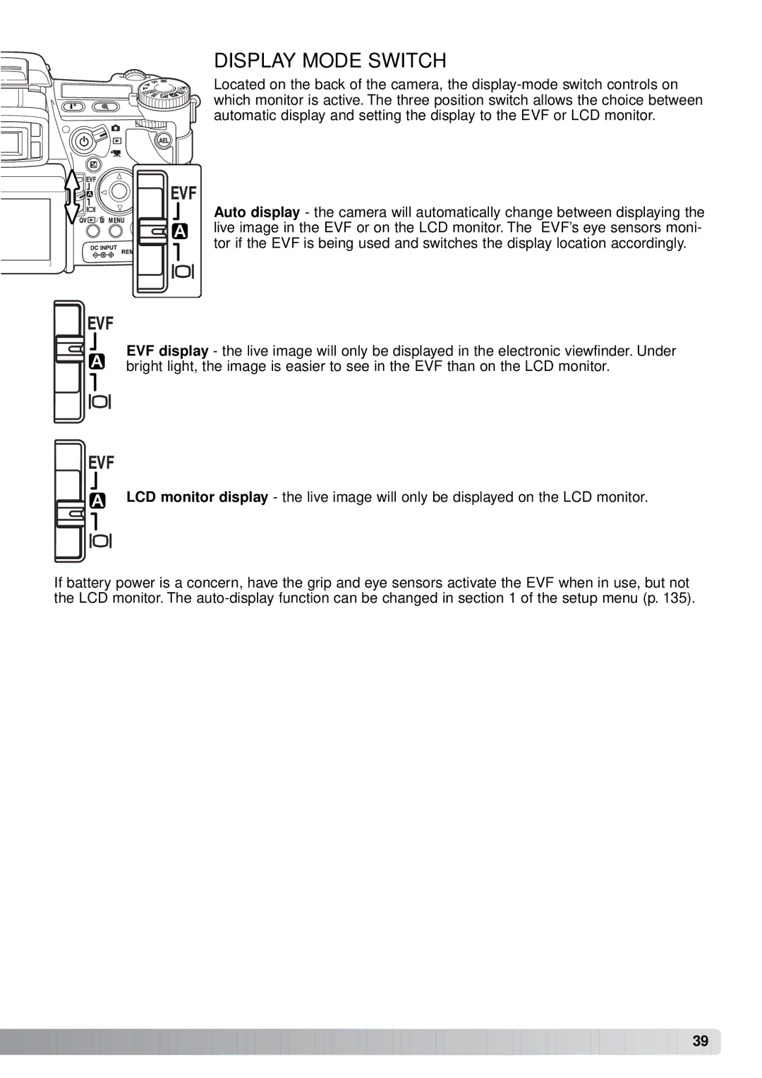 Minolta A1 instruction manual Display Mode Switch 