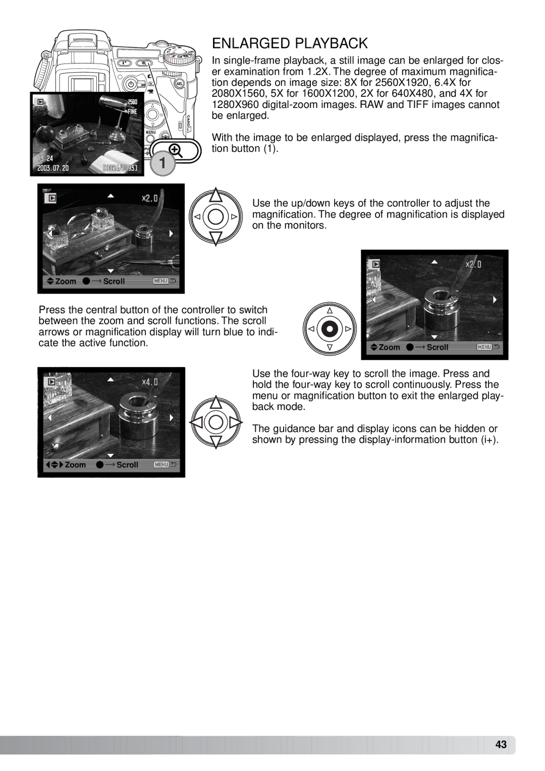 Minolta A1 instruction manual Enlarged Playback 