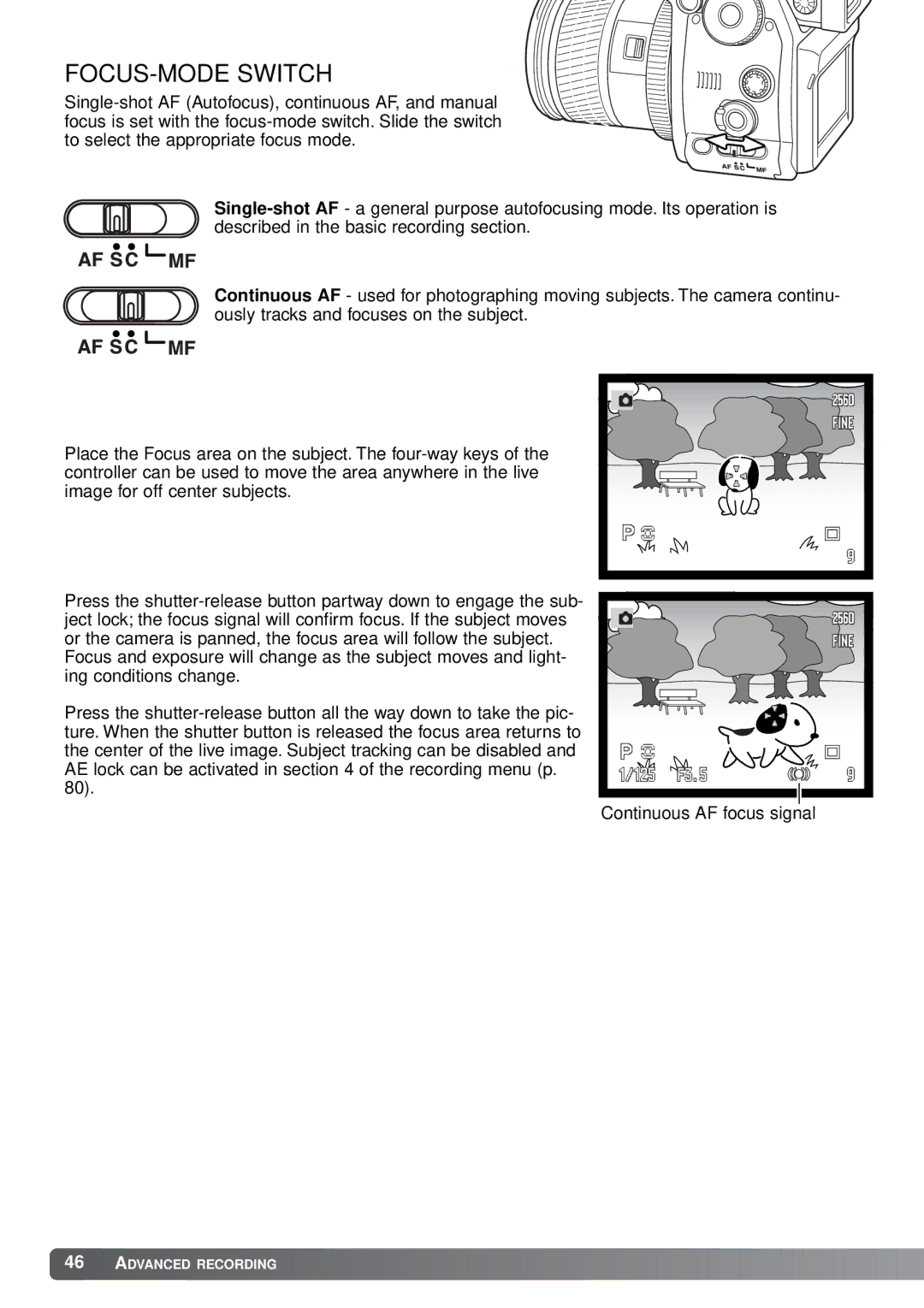 Minolta A1 instruction manual FOCUS-MODE Switch 