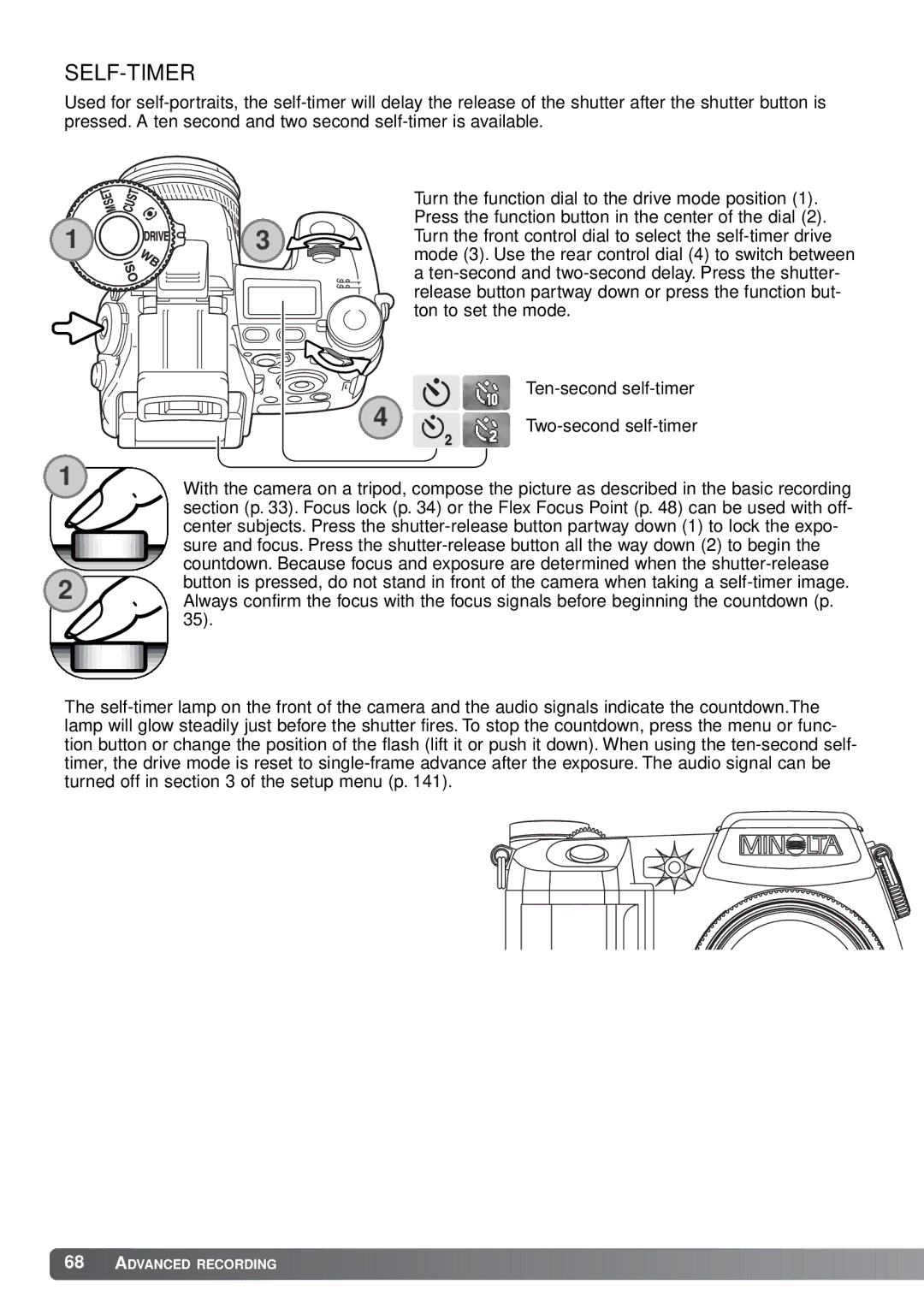 Minolta A1 instruction manual Self-Timer 