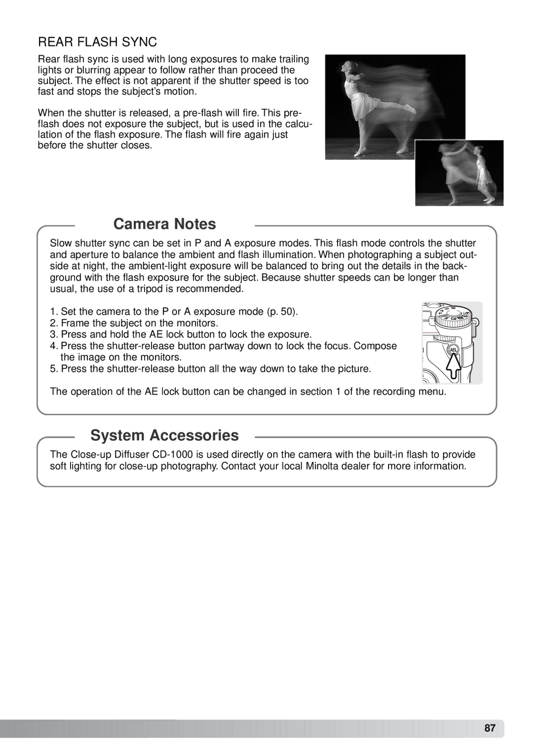 Minolta A1 instruction manual Rear Flash Sync 