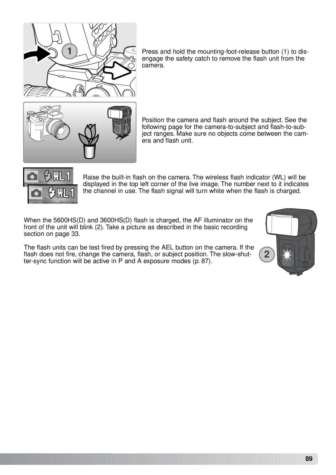 Minolta A1 instruction manual Engage the safety catch to remove the flash unit from 