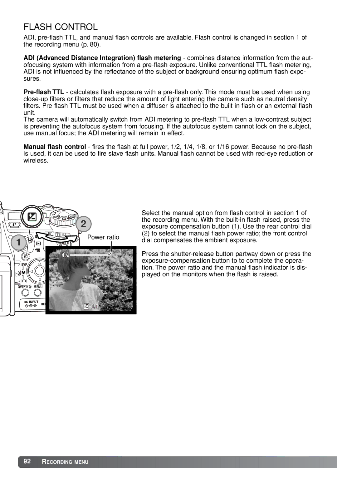 Minolta A1 instruction manual Flash Control 