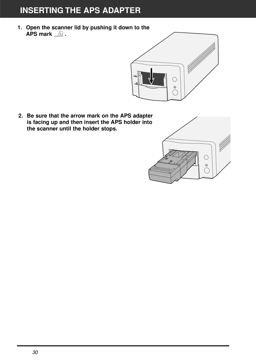 Minolta AF-2820U manual Inserting the APS Adapter 