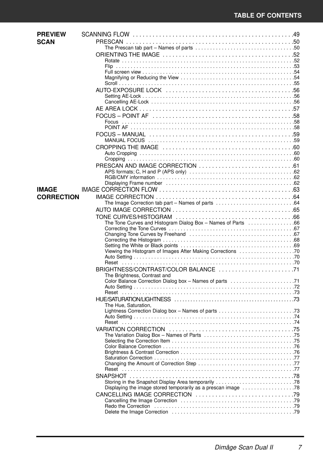 Minolta AF-2820U manual Table of Contents 