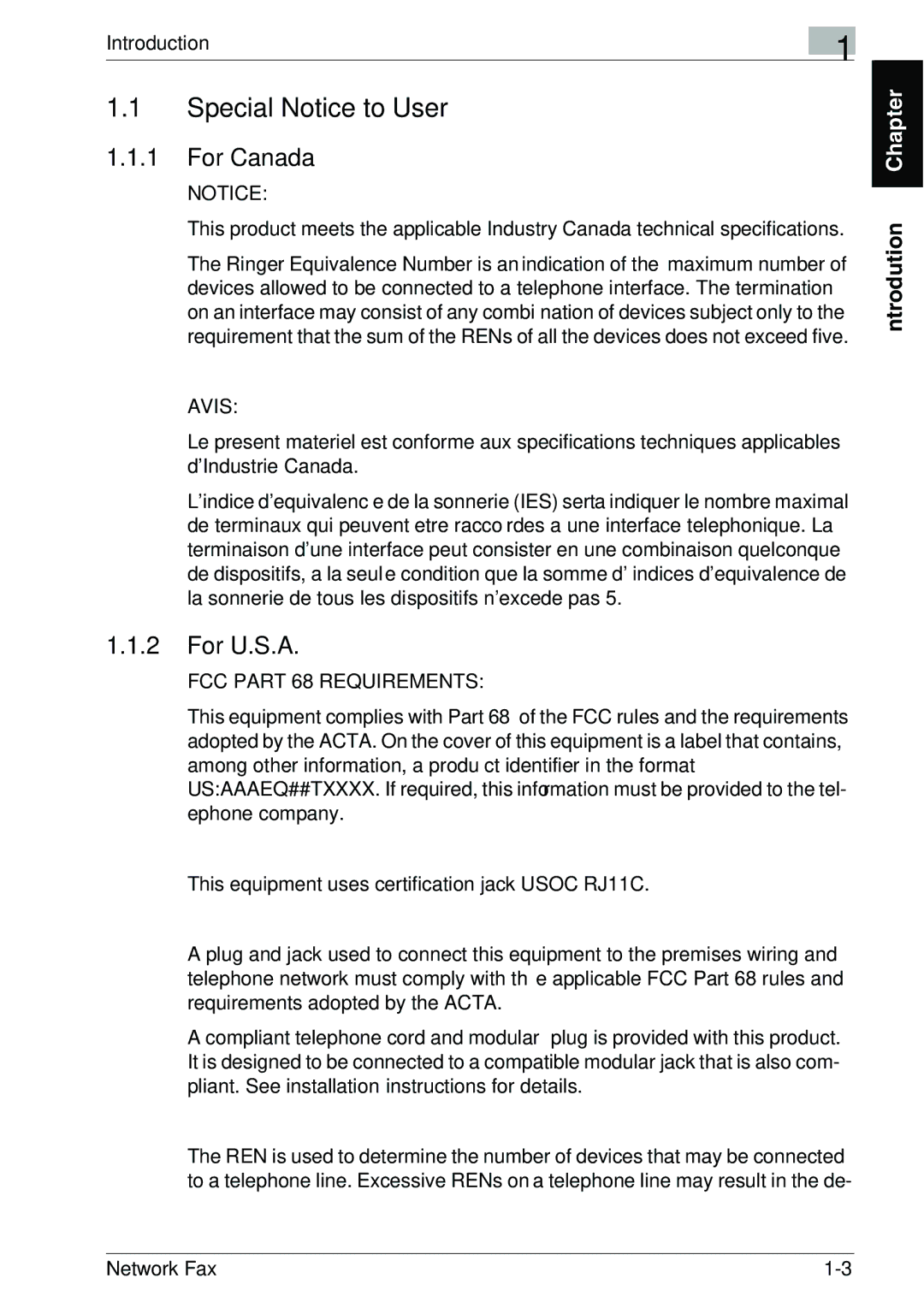 Minolta C300, C352 manual Special Notice to User, For Canada, For U.S.A 