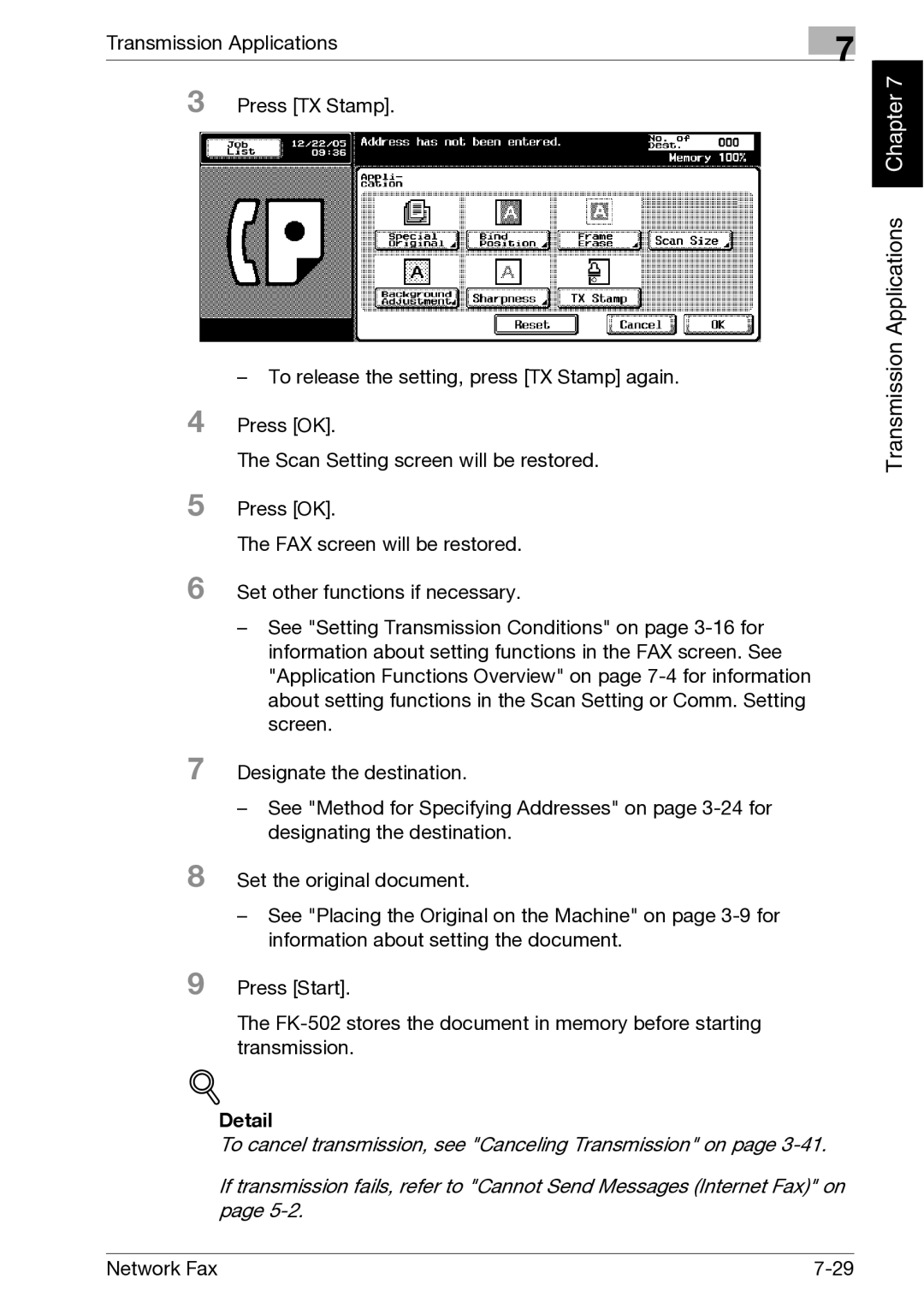 Minolta C300, C352 manual Transmission Applications Press TX Stamp 