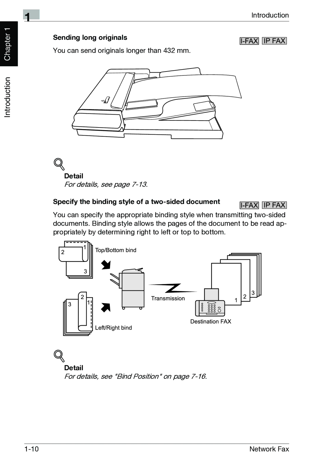 Minolta C352, C300 manual Sending long originals, Specify the binding style of a two-sided document 