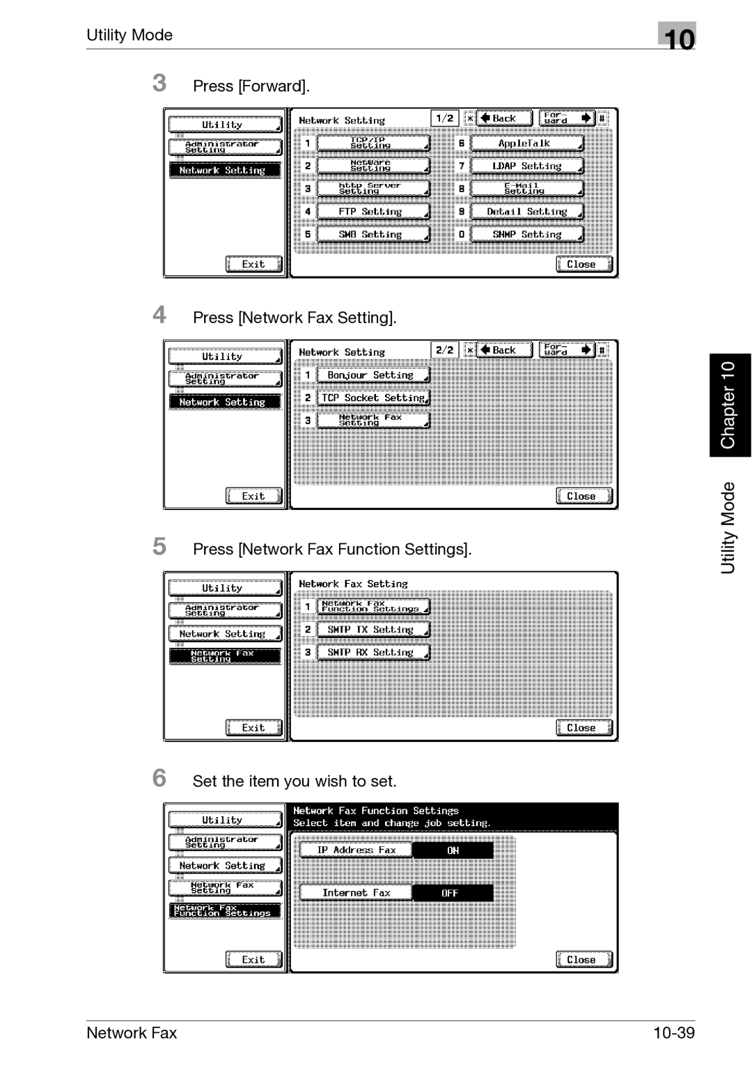 Minolta C300, C352 manual Network Fax 10-39 