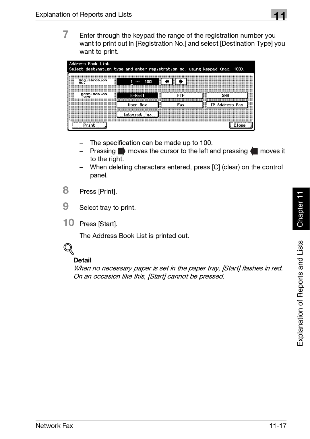 Minolta C300, C352 manual Network Fax 11-17 