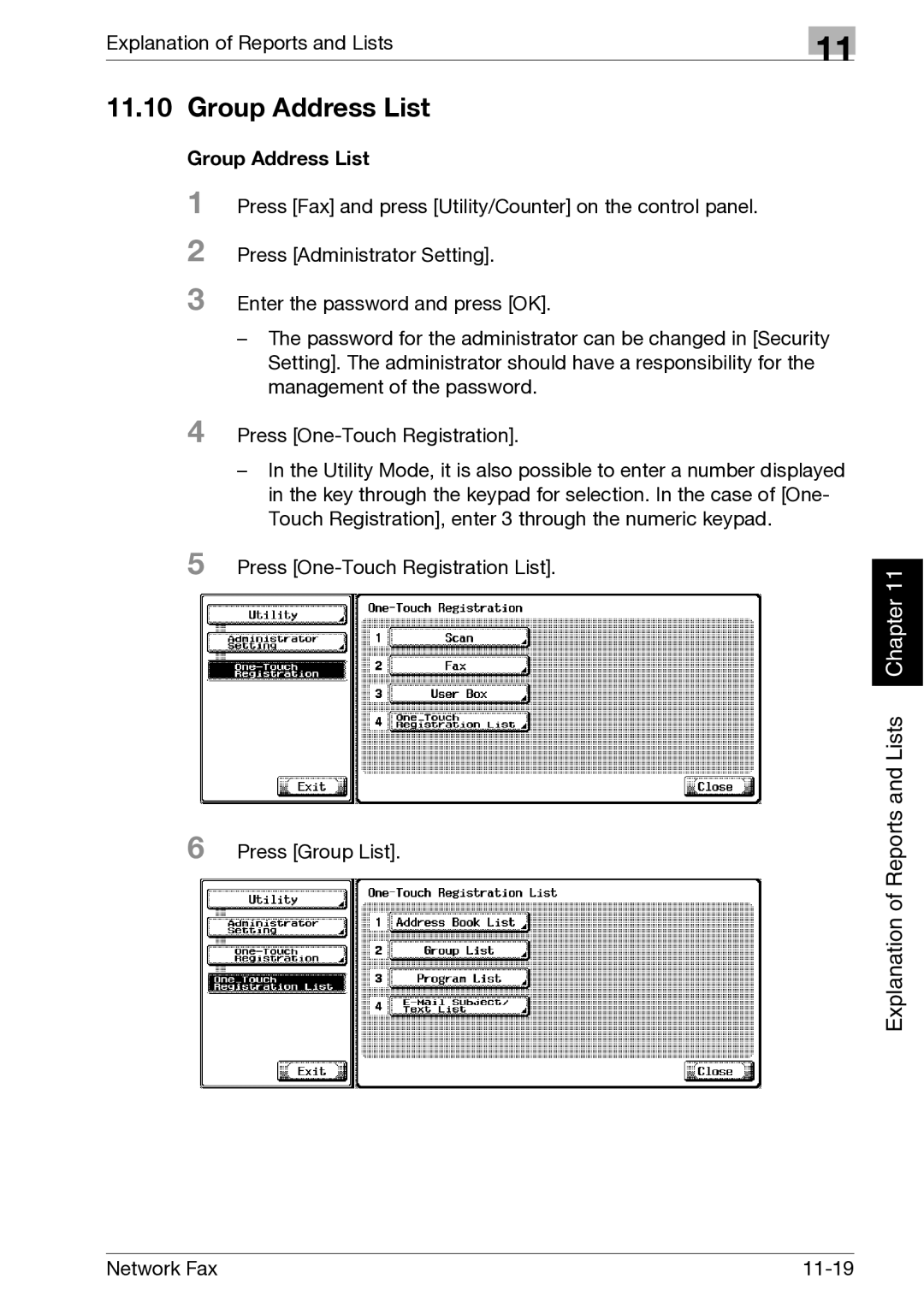 Minolta C300, C352 manual Group Address List, 11Chapter 