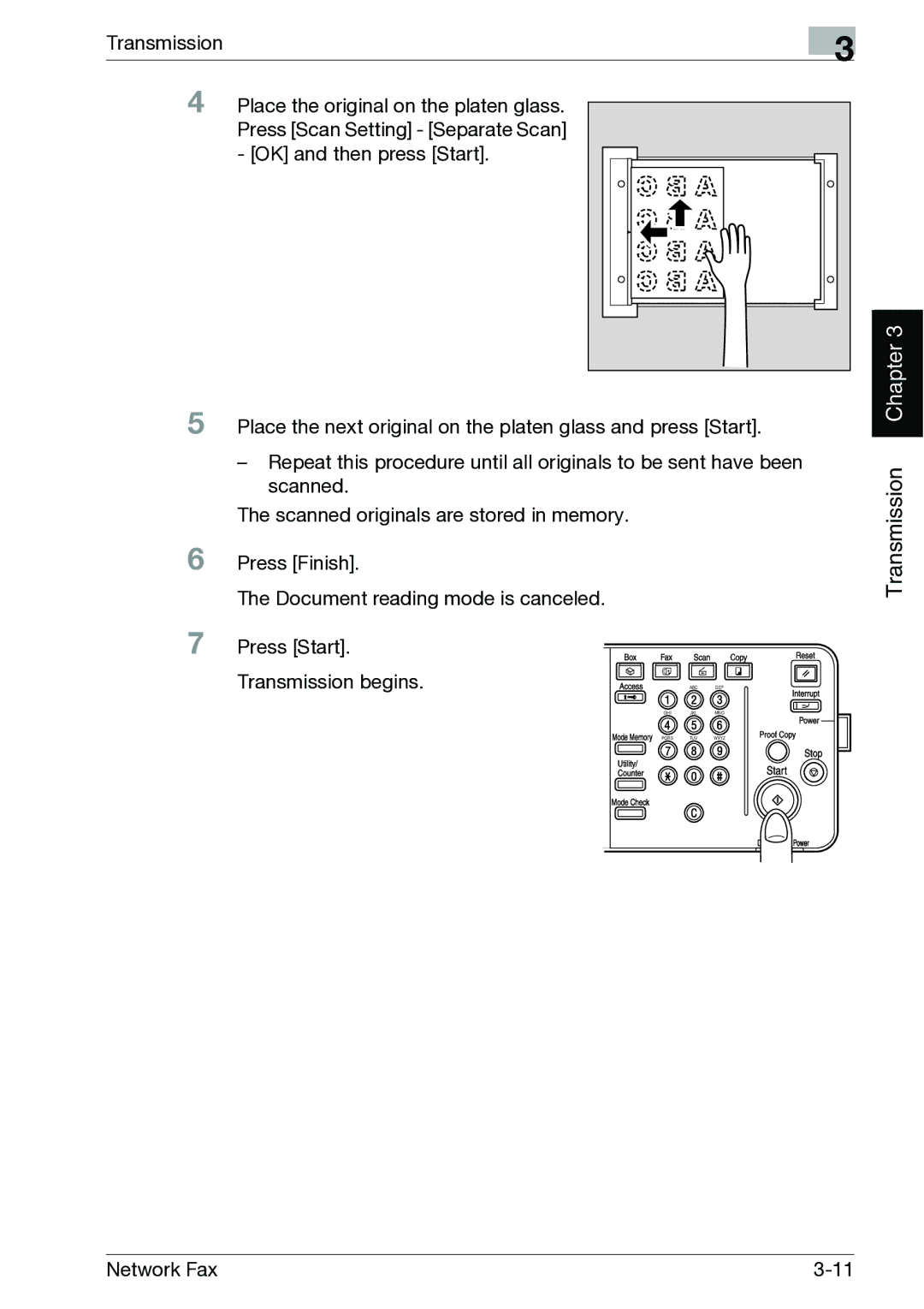 Minolta C300, C352 manual Transmission begins 