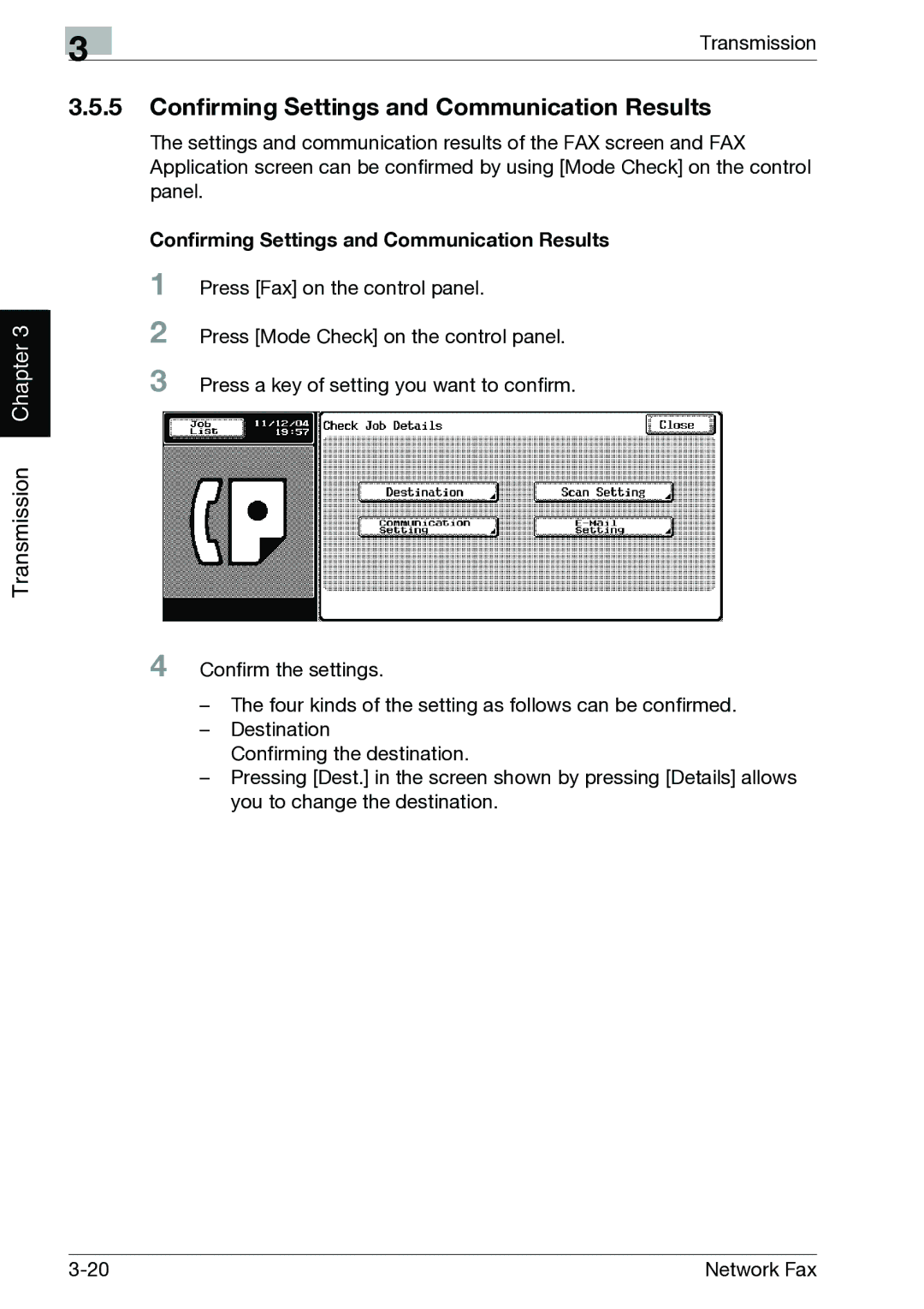 Minolta C352, C300 manual Confirming Settings and Communication Results 