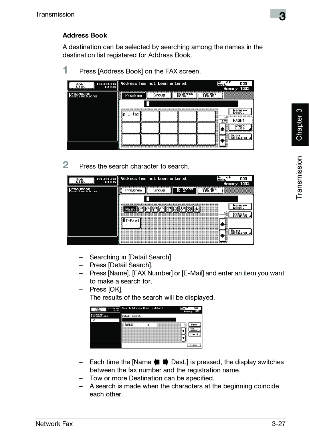 Minolta C300, C352 manual Address Book 