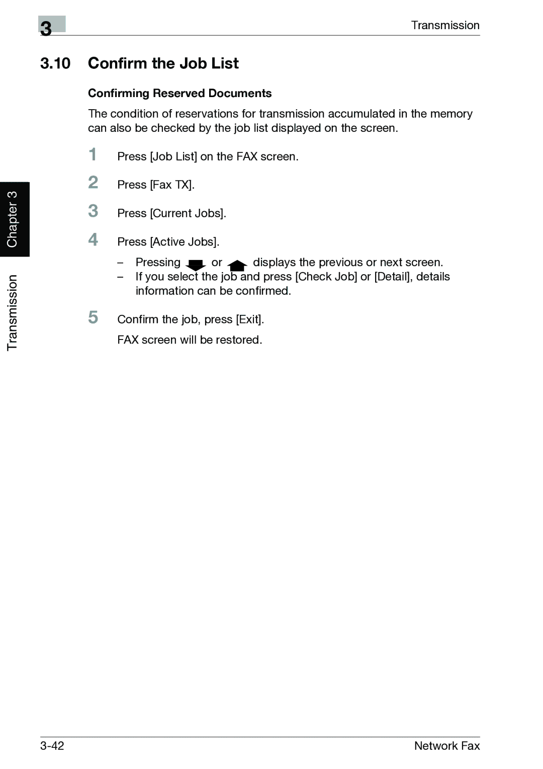 Minolta C352, C300 manual Confirm the Job List, Confirming Reserved Documents 