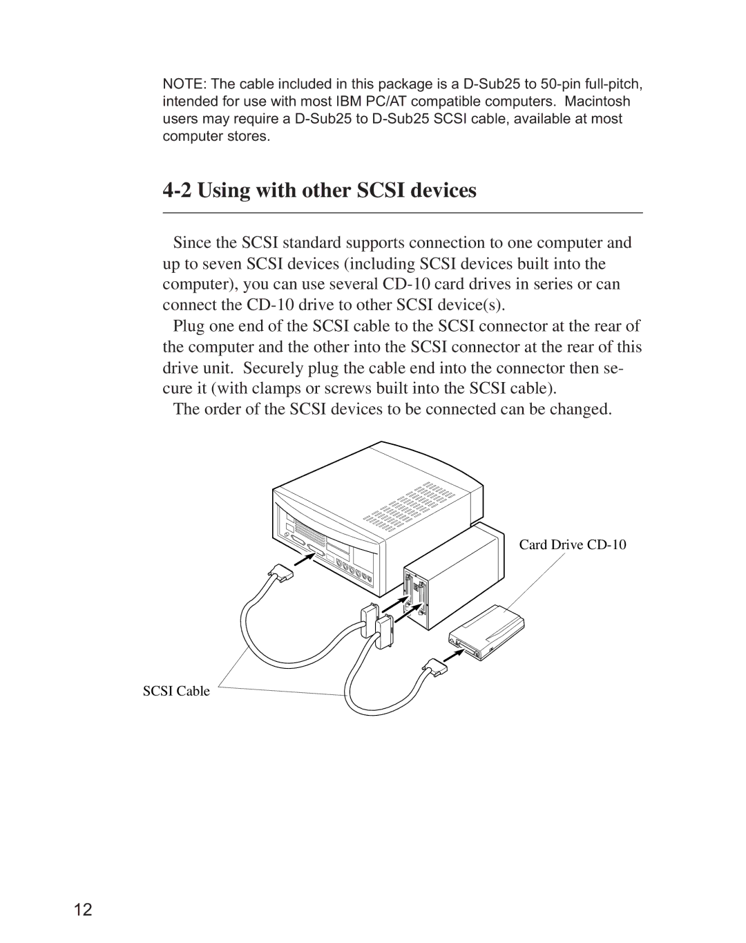 Minolta CD-10 instruction manual Using with other Scsi devices 