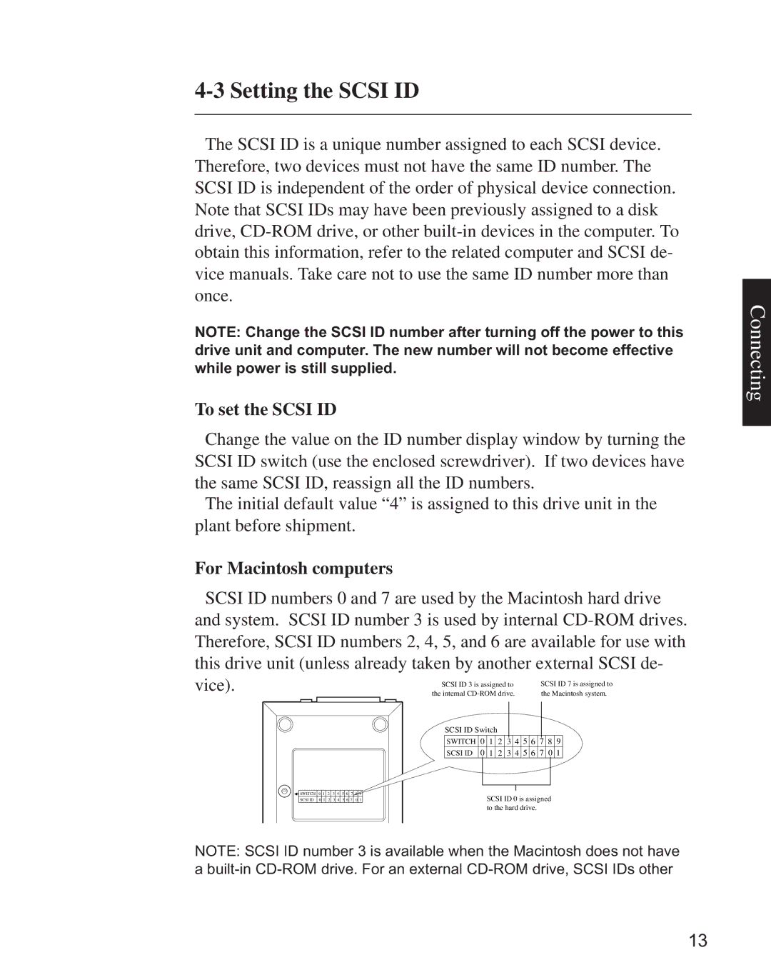 Minolta CD-10 instruction manual Switch Scsi ID 