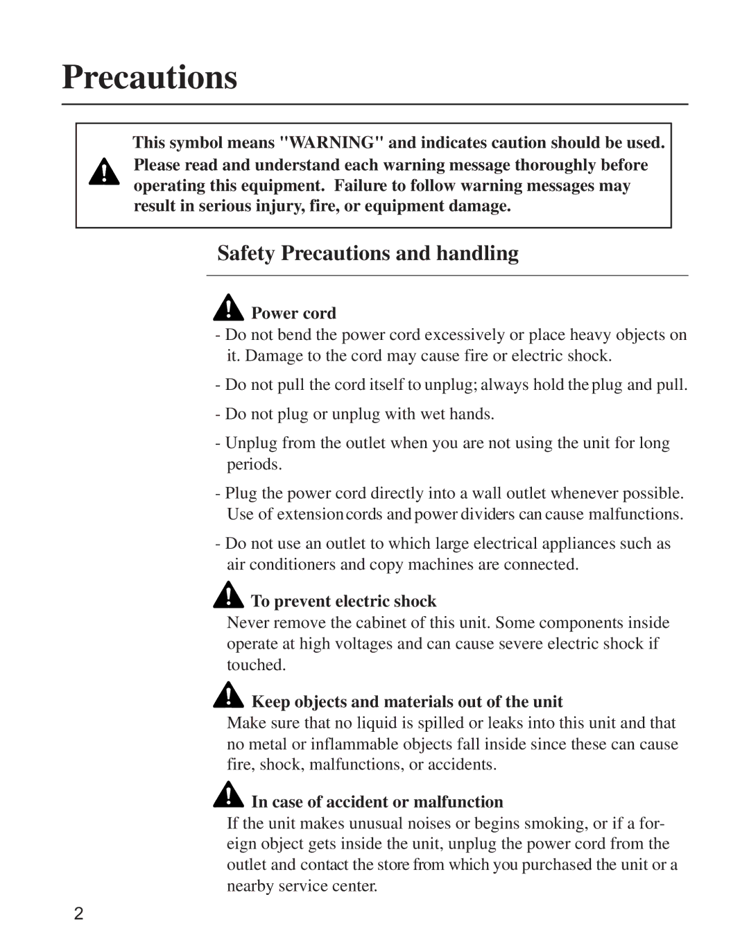 Minolta CD-10 instruction manual Safety Precautions and handling 