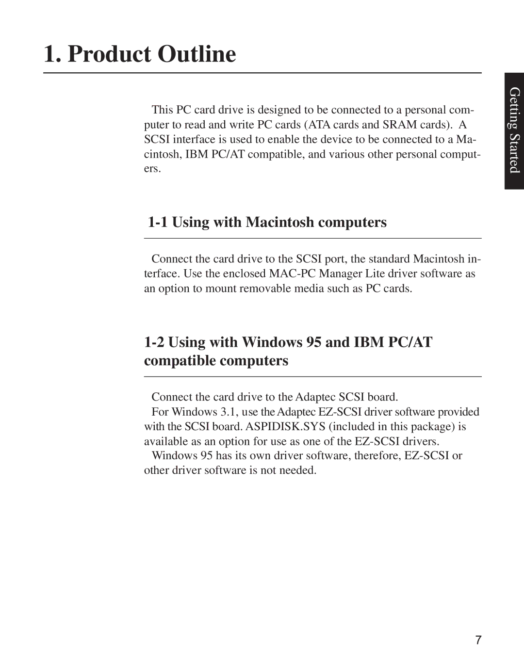 Minolta CD-10 Product Outline, Using with Macintosh computers, Using with Windows 95 and IBM PC/AT compatible computers 