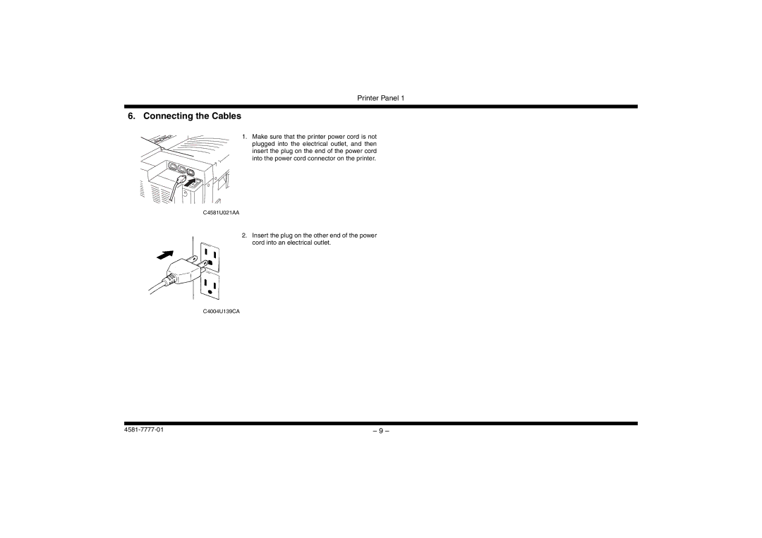 Minolta CF2002, CF3102 manual Connecting the Cables 