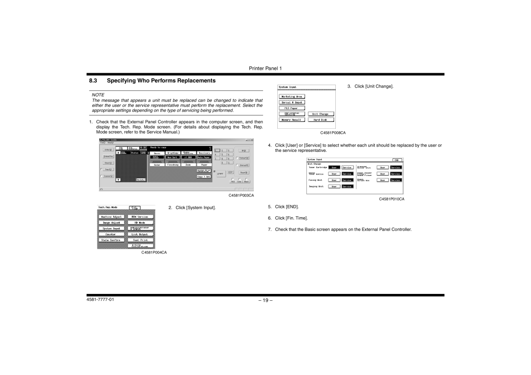 Minolta CF2002, CF3102 manual Specifying Who Performs Replacements 