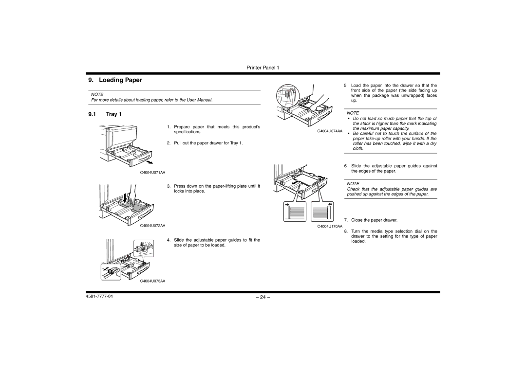 Minolta CF3102, CF2002 manual Loading Paper, Tray 