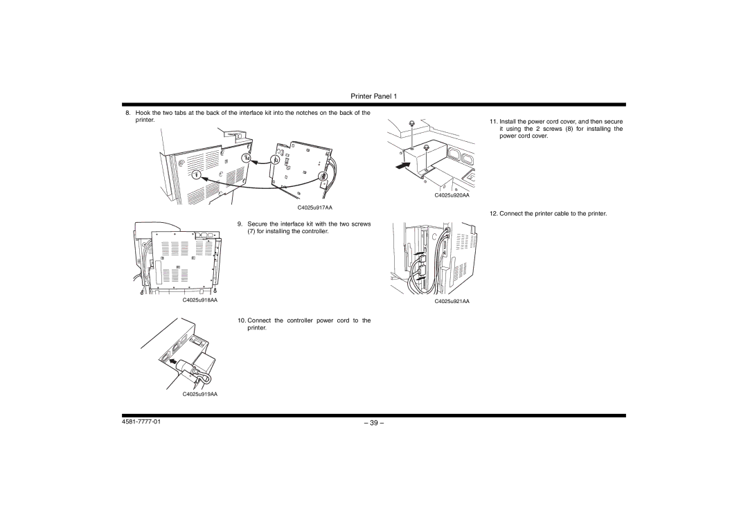 Minolta CF2002, CF3102 manual Connect the controller power cord to the printer 