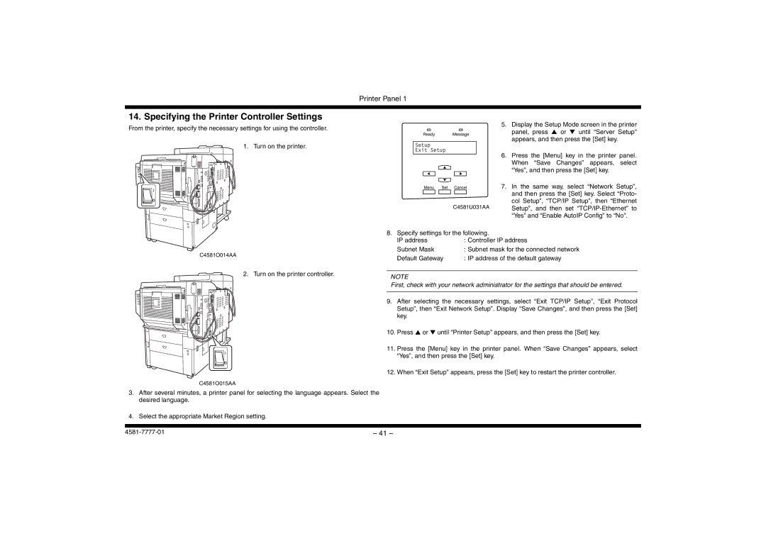 Minolta CF2002, CF3102 manual Specifying the Printer Controller Settings 