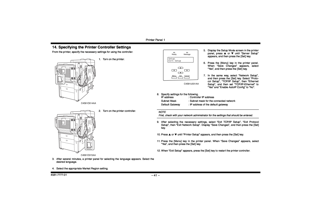 Minolta CF2002, CF3102 manual Specifying the Printer Controller Settings, Printer Panel 