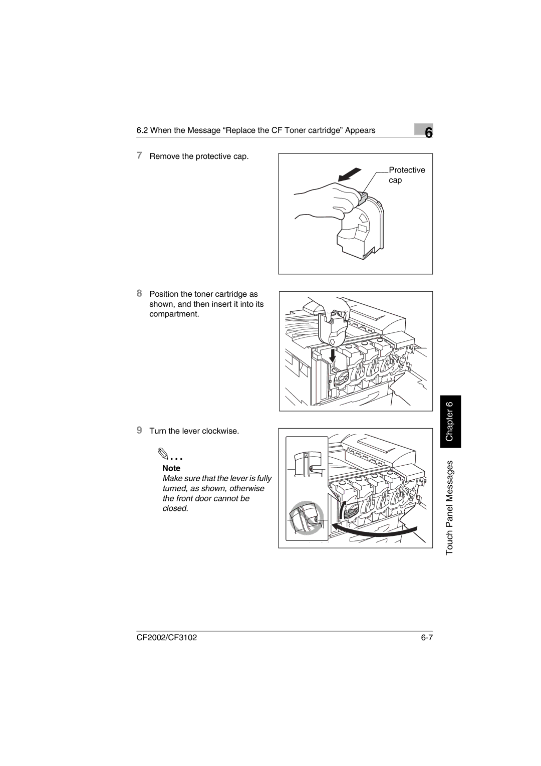 Minolta CF2002 manual Touch Panel Messages Chapter 