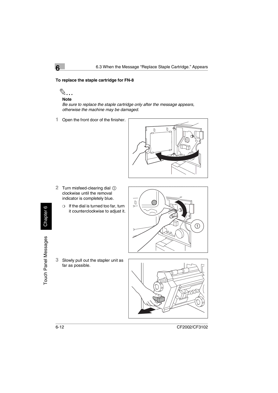 Minolta CF2002 manual To replace the staple cartridge for FN-8 