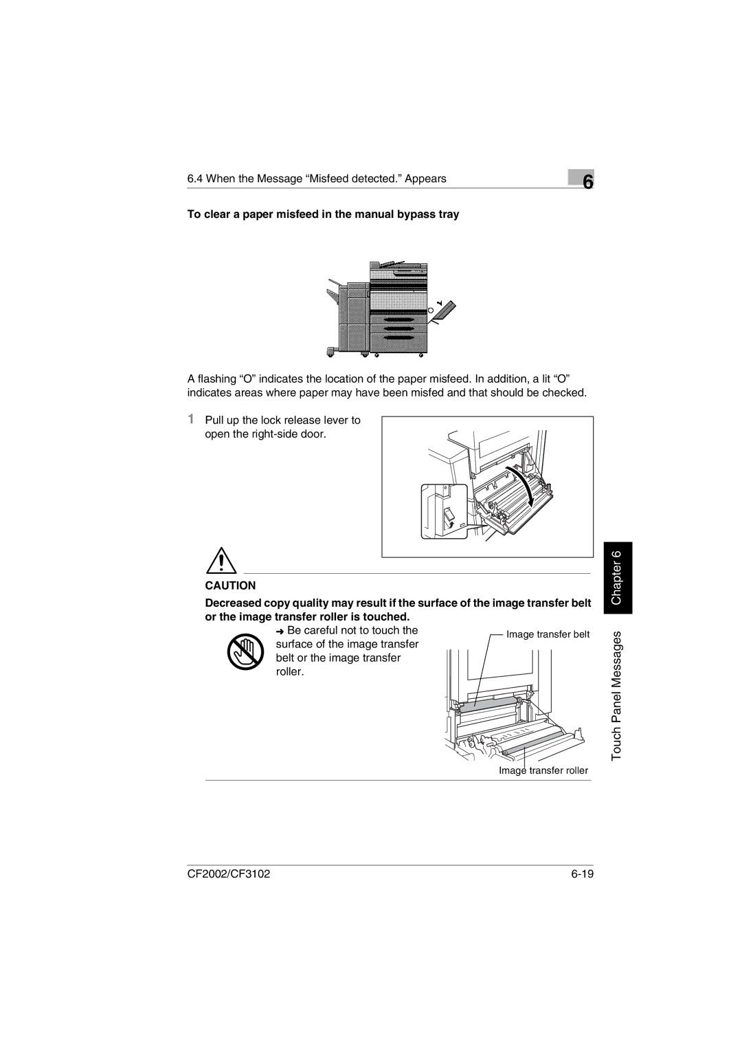 Minolta CF2002 To clear a paper misfeed in the manual bypass tray 