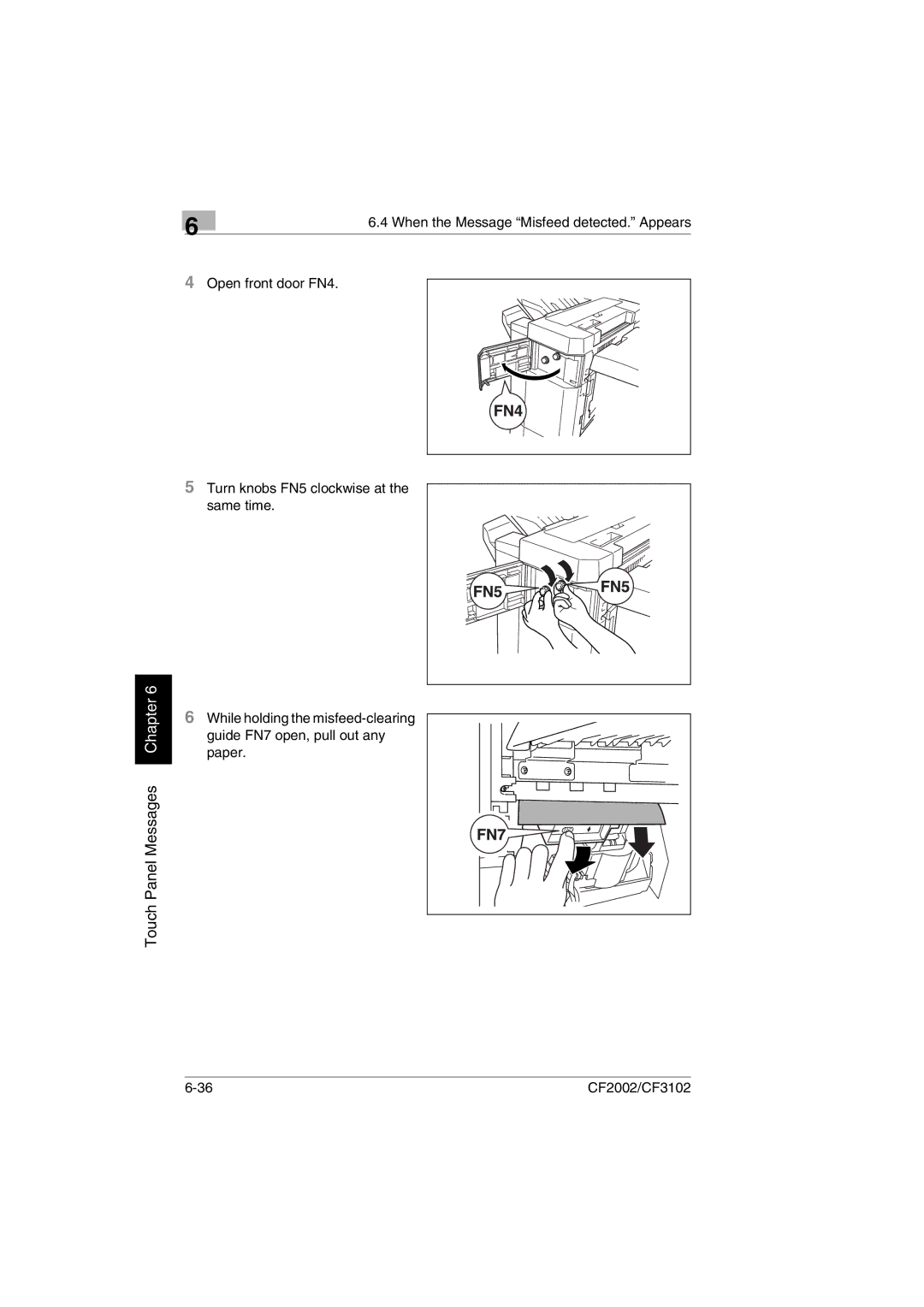 Minolta CF2002 manual Touch Panel Messages Chapter 