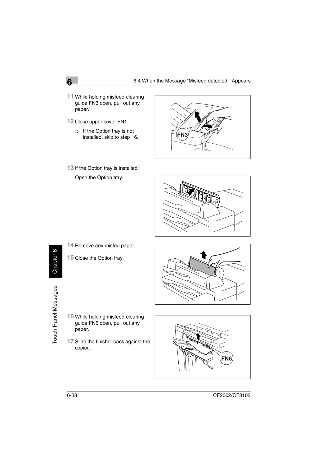 Minolta CF2002 manual When the Message Misfeed detected. Appears 