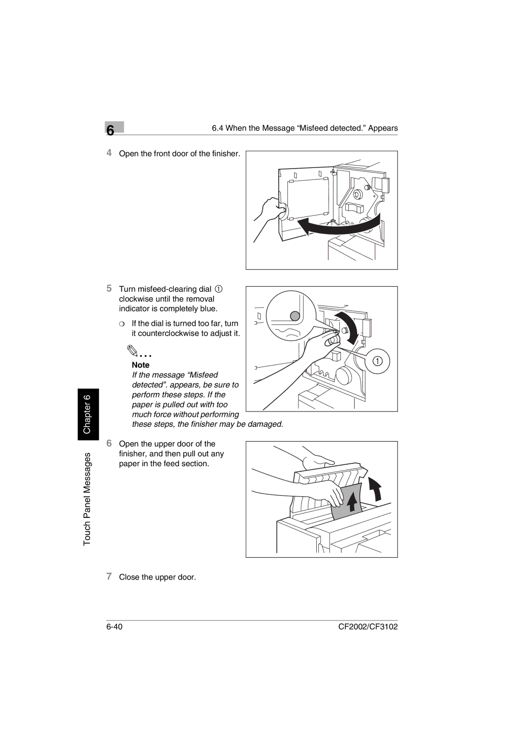 Minolta CF2002 manual Touch Panel Messages Chapter 