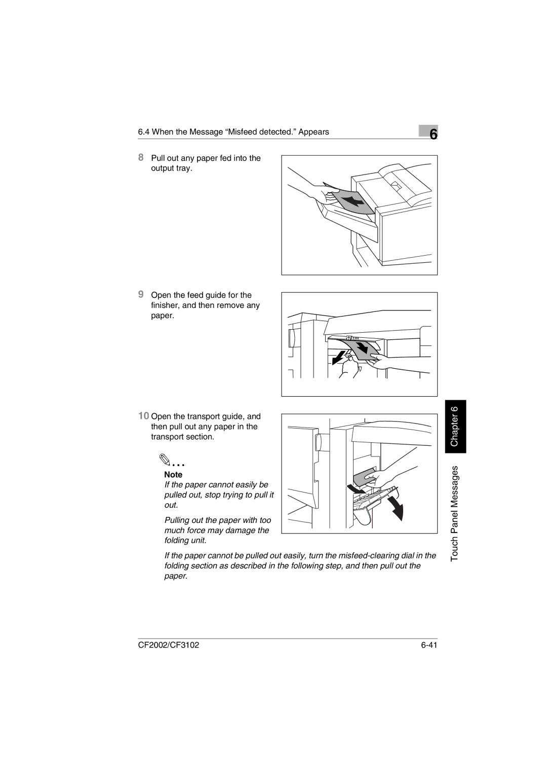 Minolta CF2002 manual Touch Panel Messages Chapter 